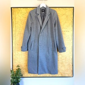 1. Sunset Lane Heather Grey Medium Double Breasted Soft Shell Colum Pea Coat